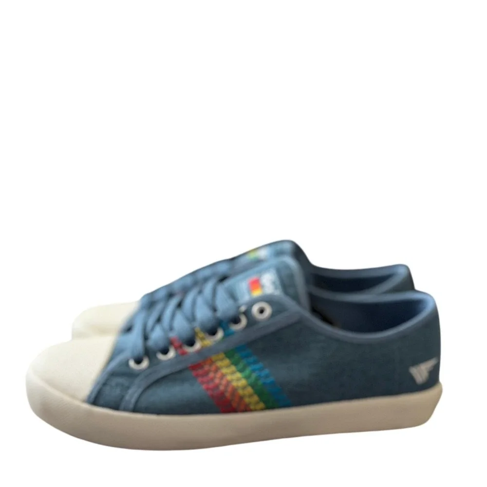 NEW Gola Coaster Rainbow Stitch Denim Multi Vegan Sneakers‎ CLB327 Womens 7